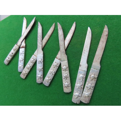 663 - Set of Eight Chinese Daggers with Detailed Decoration to Handles Each Approximately 8 Inches Long