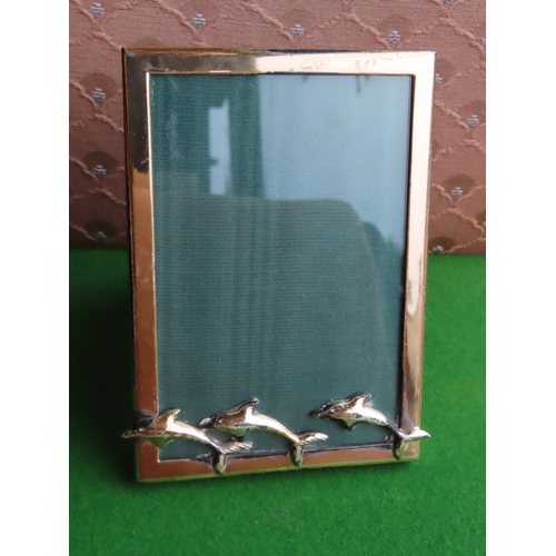 667 - Dolphin Motif Decorated Silver Photograph Frame Approximately 5 Inches High x 4 Inches Wide