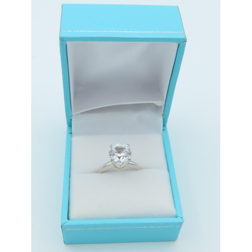 668 - 14 Carat White Gold Mounted Gem Set Ladies Ring Size M and a Half