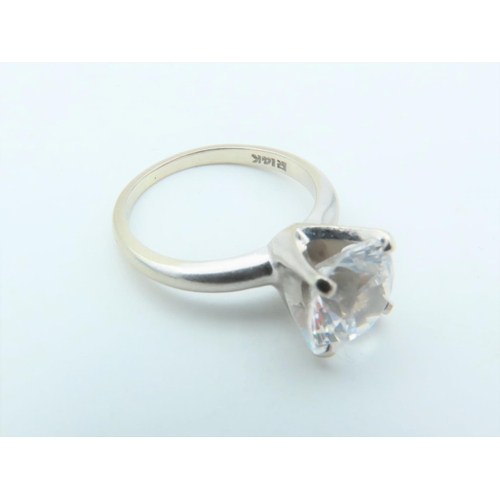 668 - 14 Carat White Gold Mounted Gem Set Ladies Ring Size M and a Half