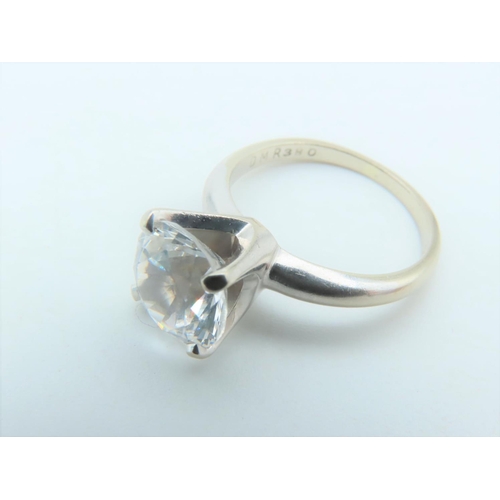 668 - 14 Carat White Gold Mounted Gem Set Ladies Ring Size M and a Half