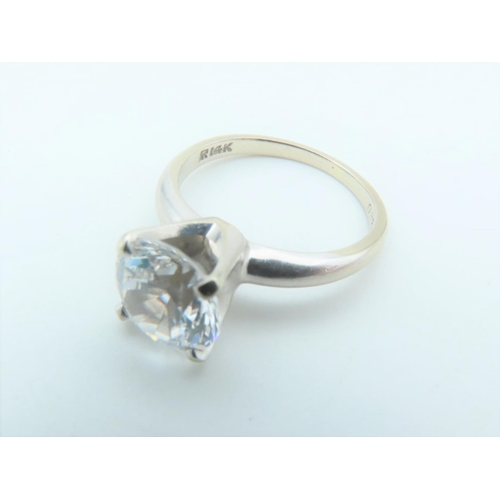 668 - 14 Carat White Gold Mounted Gem Set Ladies Ring Size M and a Half