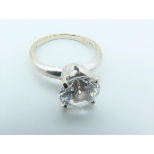 668 - 14 Carat White Gold Mounted Gem Set Ladies Ring Size M and a Half