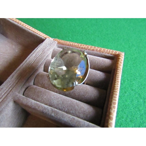 67 - Vintage 9 Carat Gold Ladies Ring Set with Citrine Oval Cut Ring Size P