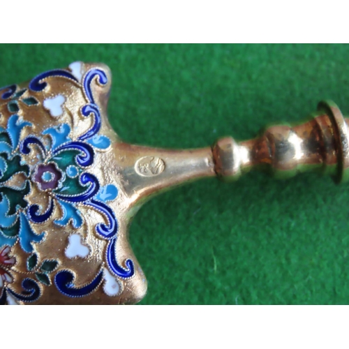 670 - Russian Silver Serving Spoon with Intricately Decorated Enamelwork Handle Hallmarked Verso Approxima... 