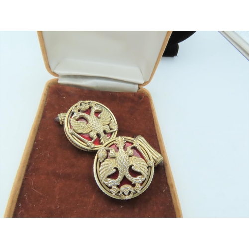 678 - Pair of Silver Gilt Decorated Circular Form Russian Cuff Links