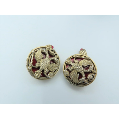 678 - Pair of Silver Gilt Decorated Circular Form Russian Cuff Links