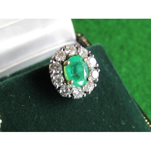 68 - Very Fine Pair of Emerald and Diamond Ladies Cluster Earrings of Attractive Colour