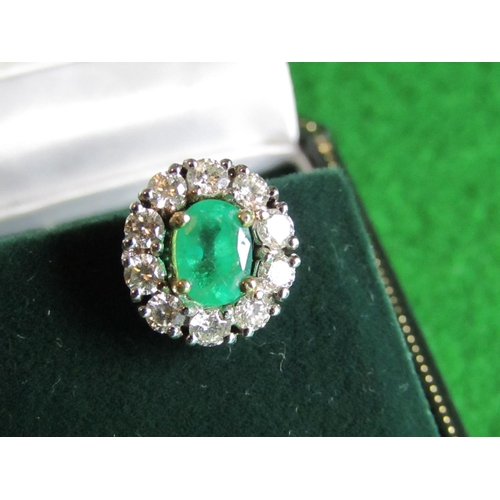 68 - Very Fine Pair of Emerald and Diamond Ladies Cluster Earrings of Attractive Colour