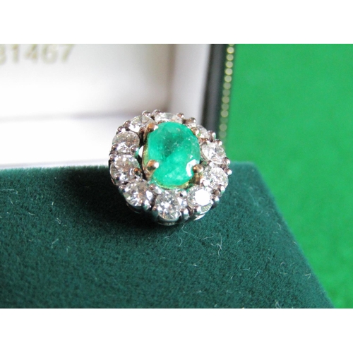 68 - Very Fine Pair of Emerald and Diamond Ladies Cluster Earrings of Attractive Colour