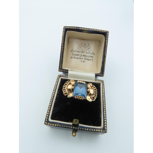 680 - 18 Carat Yellow Gold Mounted Ladies Aquamarine Ring Size N and a Half