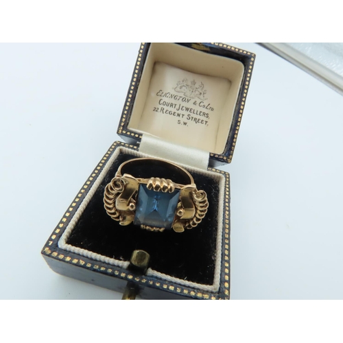 680 - 18 Carat Yellow Gold Mounted Ladies Aquamarine Ring Size N and a Half