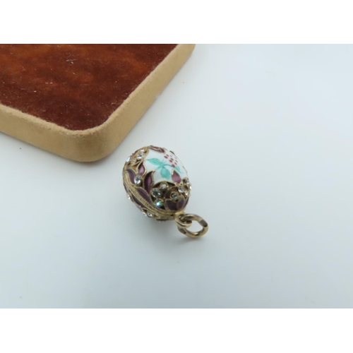 682 - Silver Gilt Decorated Egg Motif Pendant Enamel and Gemset