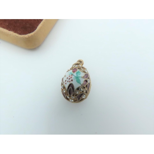 682 - Silver Gilt Decorated Egg Motif Pendant Enamel and Gemset