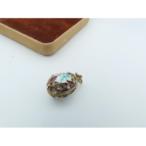 682 - Silver Gilt Decorated Egg Motif Pendant Enamel and Gemset