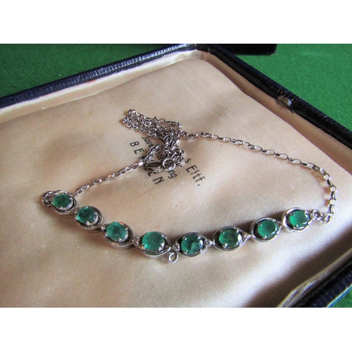 69 - Emerald and Diamond Set Ladies Necklace Front Section Set with Eight Oval Facet Cut Claw Set Emerald... 