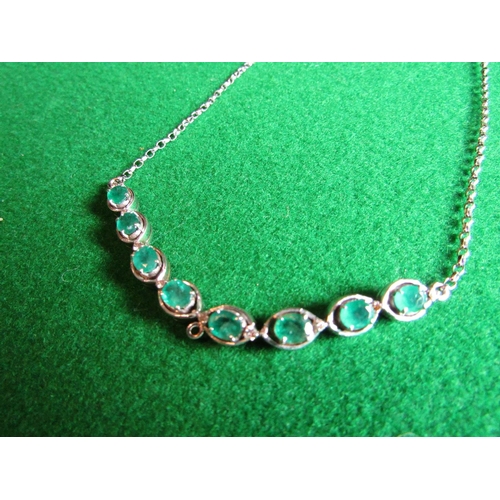 69 - Emerald and Diamond Set Ladies Necklace Front Section Set with Eight Oval Facet Cut Claw Set Emerald... 