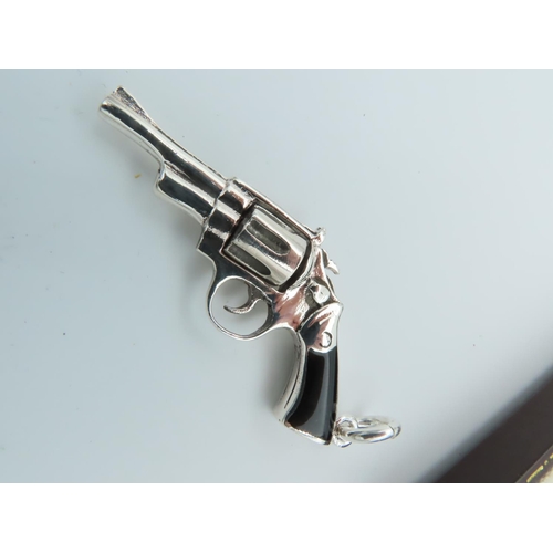 691 - Gun Motif Pendant Solid Silver Attractively Detailed