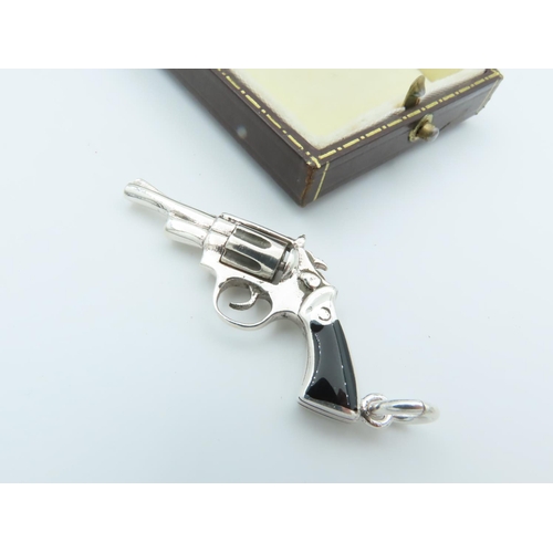 691 - Gun Motif Pendant Solid Silver Attractively Detailed