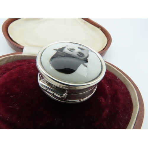 699 - Charlie Chaplin Solid Silver Mounted Pill Box Hinged Cover