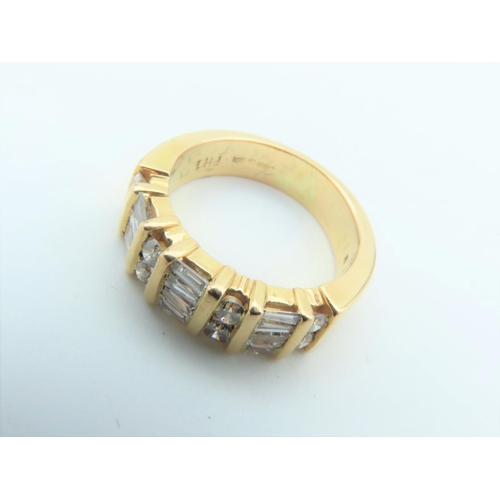 705 - Vintage Diamond Half Eternity Ring Mounted on 18 Carat Gold Front Set with Four Pairs of Round Brill... 