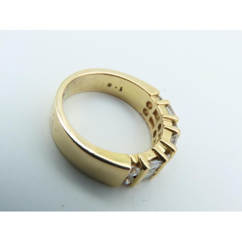 705 - Vintage Diamond Half Eternity Ring Mounted on 18 Carat Gold Front Set with Four Pairs of Round Brill... 