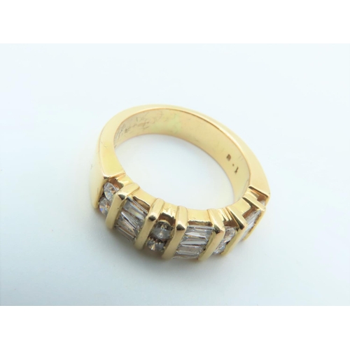 705 - Vintage Diamond Half Eternity Ring Mounted on 18 Carat Gold Front Set with Four Pairs of Round Brill... 