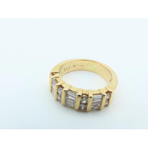 705 - Vintage Diamond Half Eternity Ring Mounted on 18 Carat Gold Front Set with Four Pairs of Round Brill... 