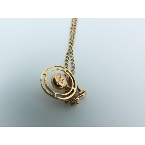 708 - 9 Carat Gold Pearl Mounted Pendant Necklace Mounted on Yellow Gold with 9 Carat Gold Necklace