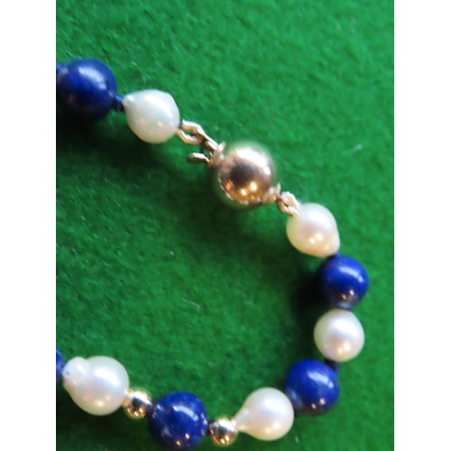 709 - Lapis Lazuli and Cultured Pearl Necklace with 9 Carat Gold Spacers