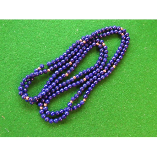 710 - Lapis Lazuli Ladies Bead Necklace Attractive Colour with 9 Carat Gold Yellow Bead Spacers