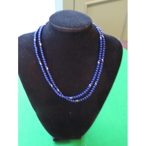 710 - Lapis Lazuli Ladies Bead Necklace Attractive Colour with 9 Carat Gold Yellow Bead Spacers