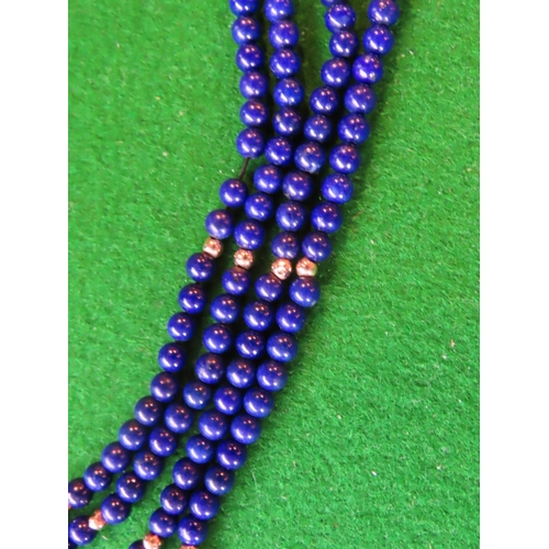 710 - Lapis Lazuli Ladies Bead Necklace Attractive Colour with 9 Carat Gold Yellow Bead Spacers