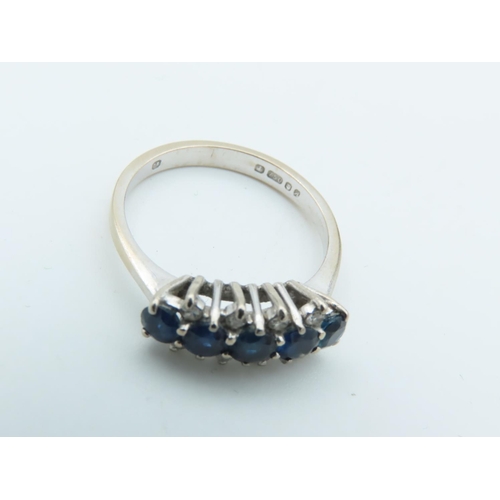 716 - Sapphire and Diamond Ladies Five Stone Ring Mounted on 18 Carat Gold Band Size L