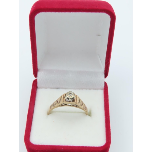 722 - Diamond Set Ladies Ring 9 Carat Gold Band Size L and a Half