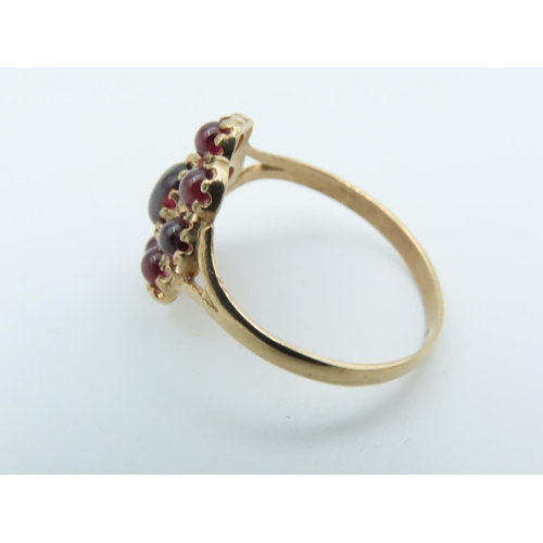 723 - Garnet Set Ladies Cluster Ring Mounted on 9 Carat Gold Size Q and a Half