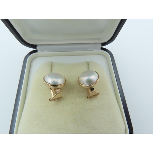 726 - Pair of Mabe Pearl Set Earrings Mounted on 9 Carat Yellow Gold