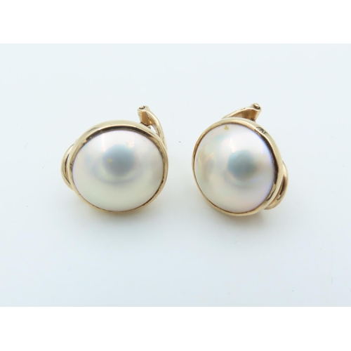 726 - Pair of Mabe Pearl Set Earrings Mounted on 9 Carat Yellow Gold