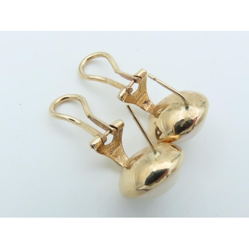 726 - Pair of Mabe Pearl Set Earrings Mounted on 9 Carat Yellow Gold