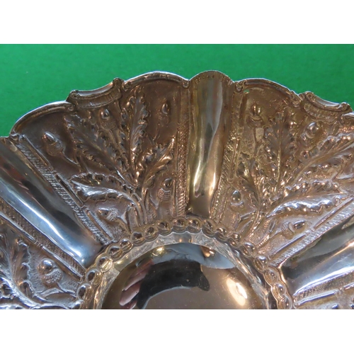 735 - Solid Silver Dish Approximately 9 Inches Wide with Repousse Decoration