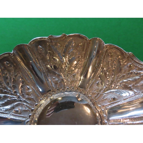 735 - Solid Silver Dish Approximately 9 Inches Wide with Repousse Decoration