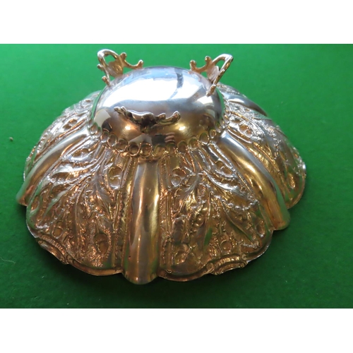 735 - Solid Silver Dish Approximately 9 Inches Wide with Repousse Decoration