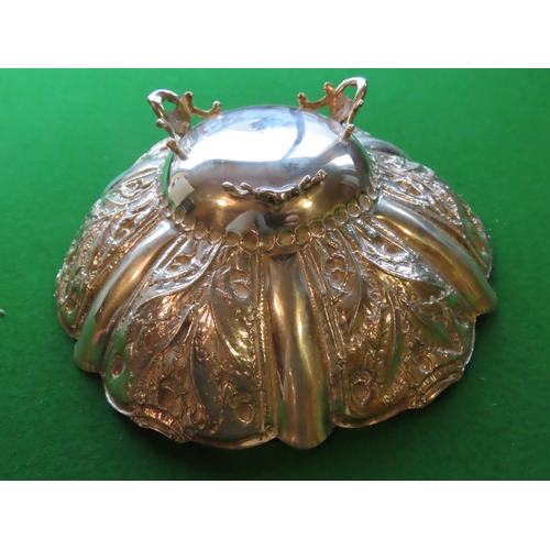 735 - Solid Silver Dish Approximately 9 Inches Wide with Repousse Decoration