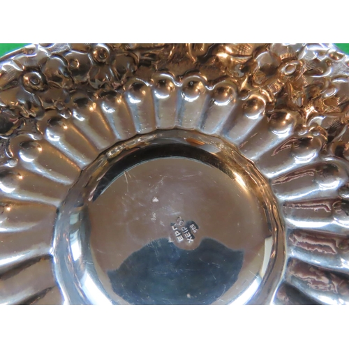 737 - Solid Silver Dish Repousse Decorated Approximately 6 Inches Wide