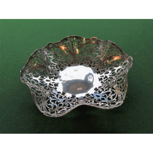 750 - Elizabeth II Solid Silver Hexagonal Bowl with Pierced Foliate Scrolled Decoration Approximately 9 In... 