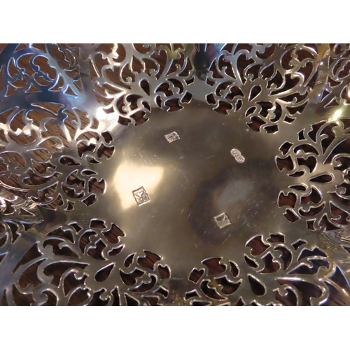 750 - Elizabeth II Solid Silver Hexagonal Bowl with Pierced Foliate Scrolled Decoration Approximately 9 In... 