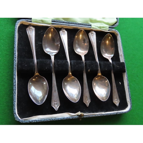 754 - Cased Solid Silver Set Teaspoons Dated 1979 Barker Brothers