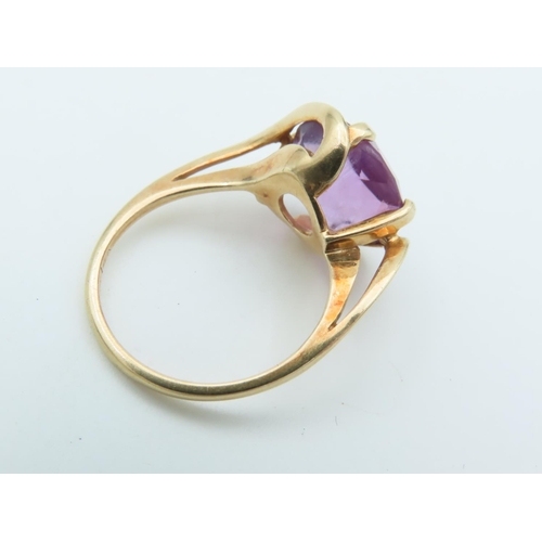 757 - 14 Carat Yellow Gold Mounted Ladies Amethyst Centre Stone Ring Size N