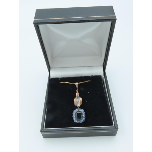 758 - 9 Carat Gold Mounted Ladies Aquamarine and Topaz Set Pendant Necklace Mounted on 9 Carat Gold Chain