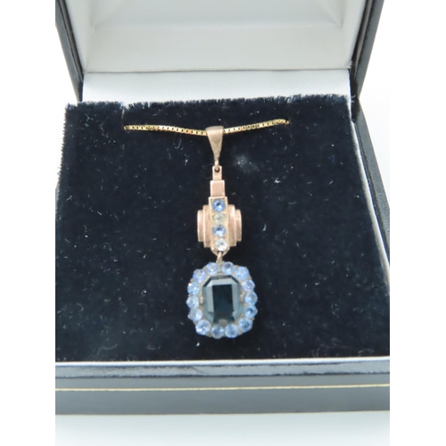 758 - 9 Carat Gold Mounted Ladies Aquamarine and Topaz Set Pendant Necklace Mounted on 9 Carat Gold Chain